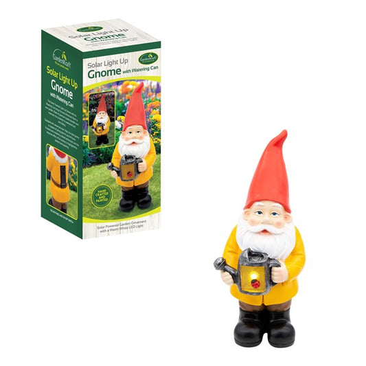 Gnome With Water Can Solar Light Garden Ornament