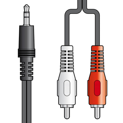 5.0m 3.5mm STEREO JACK TO 2 x RCA PHONO PLUGS