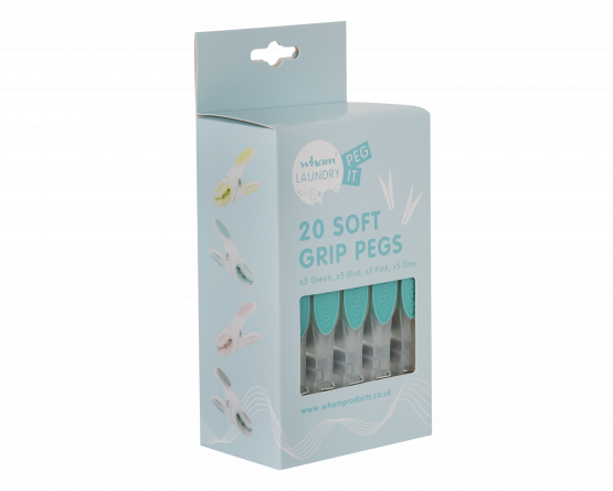 Laundry Set of 20 Soft Grip Pegs Assorted