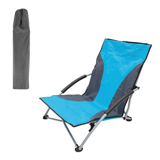 Chaise de plage/camping pliante basse – Bleue
