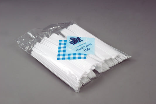 COUTEAUX BLANCS EN PLASTIQUE 100 unités 170 mm