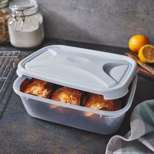 Cuisine 2.7L Rect Food Box & Lid Clear/Ice White