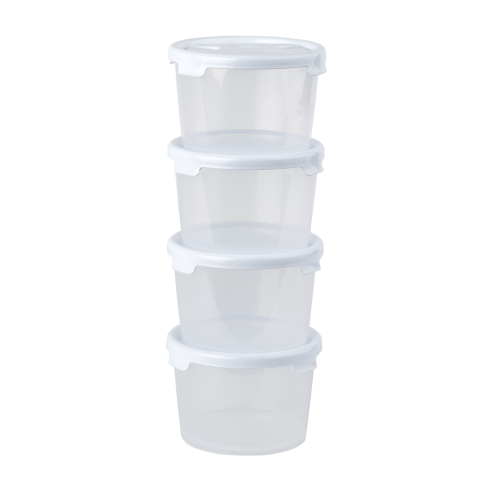 Cuisine Set 4 300ml Round Food Box & Lid Clear/IceWhite