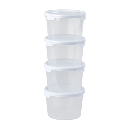 Cuisine Set 4 300ml Round Food Box & Lid Clear/IceWhite