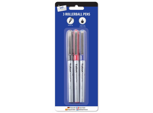 Just Stationery 3 Roller Ball Pens