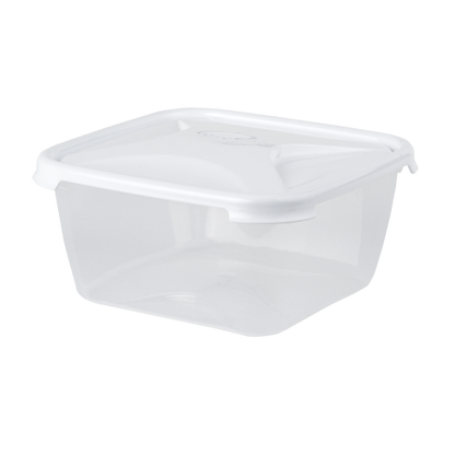 Cuisine 2L Square Food Box & Lid Clear/Ice White