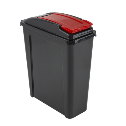 Recycle It 25L Slimline Bin & Lid Graphite/Gen. Red