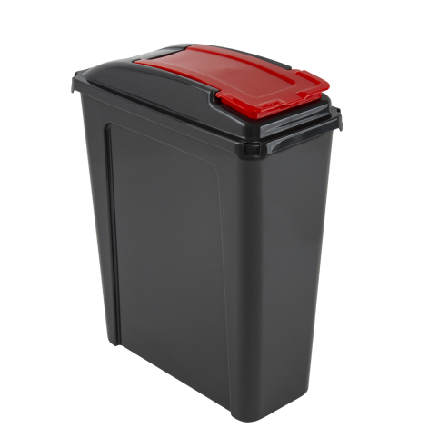 Recycle It 25L Slimline Bin & Lid Graphite/Gen. Red