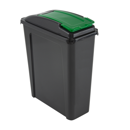 Recycle It 25L Slimline Bin & Lid Graphite/Gen. Green