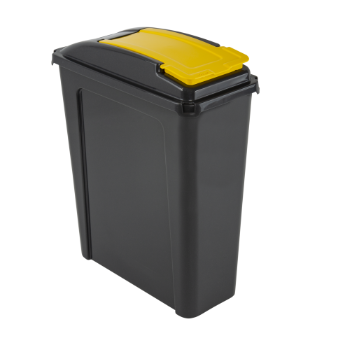 Recycle It 25L Slimline Bin & Lid Graphite/Gen. Yellow