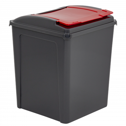 Recycle It 50L Bin & Lid Graphite/Gen. Red