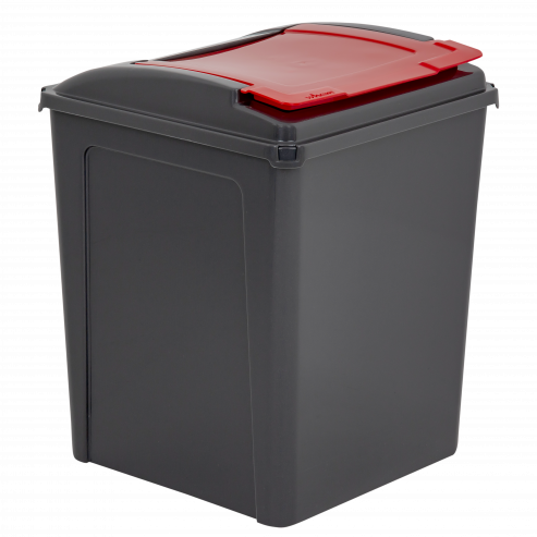 Recycle It 50L Bin & Lid Graphite/Gen. Red