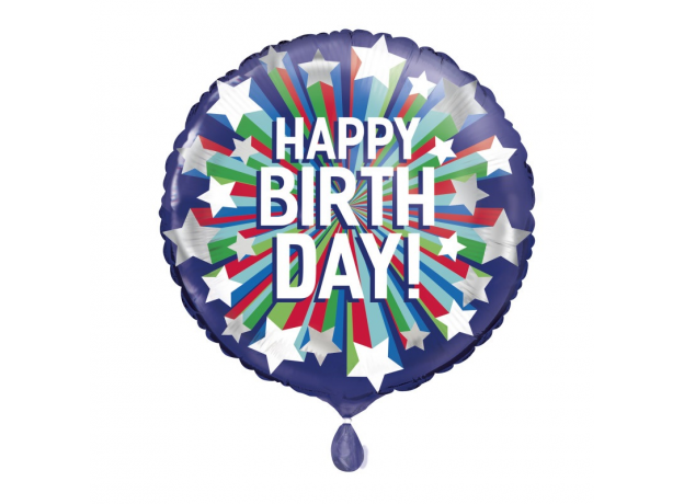 Unique Party 18 Inch Happy Birthday Round Foil Balloon - Shooting Star