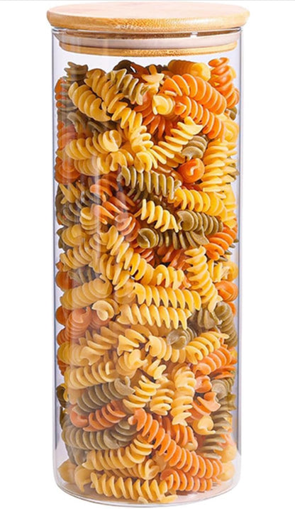 Bocaux de conservation en verre avec couvercles en verre borosilicate transparent, récipient hermétique avec couvercle d'étanchéité pour le thé, les grains de café, la farine, les bonbons, les biscuits, les épices, les céréales 1600ml