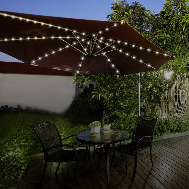 72 lumières LED de parasol avec minuterie - Blanc chaud