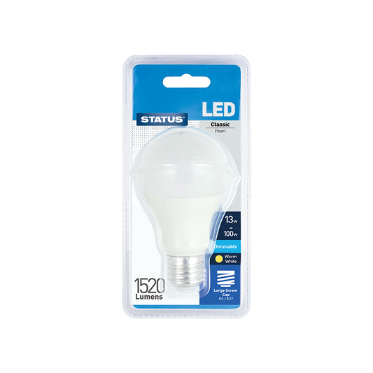 13w = 100w = 1520 lumens - Dimmable LED - GLS - ES - PA - Pearl - Warm White - 1 pk