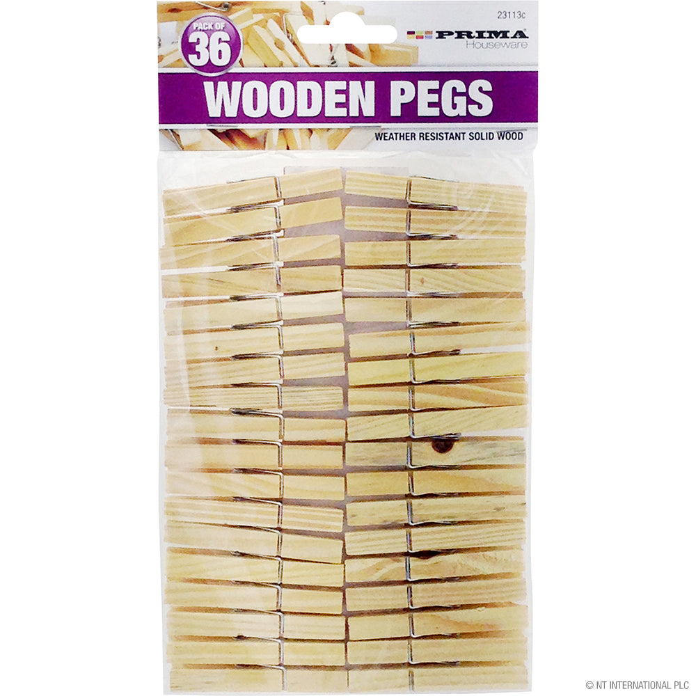 36pc Wooden Clothes Pegs - Flat Pack Eco-Friendly Clothespins for Sustainable Living