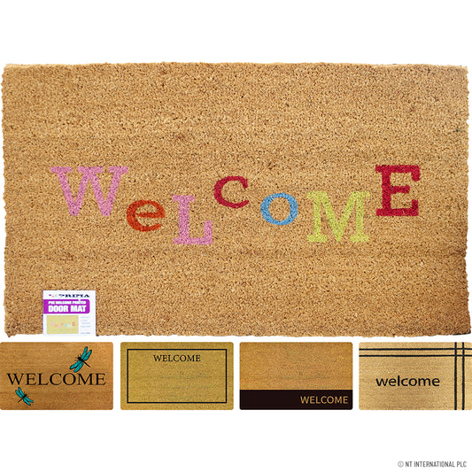 Welcome Guests in Style with PVC Natural Coir Plain Doormat - Assorted Designs for a Warm Entryway