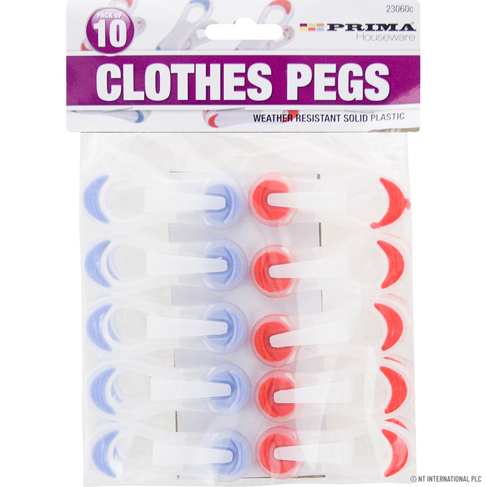 Laundry with Ease - 10pc Comfort Grip Plastic Clothes Pegs for Hassle-Free Hanging