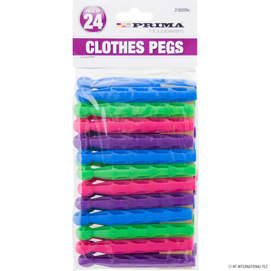 24pc Dolly Plastic Clothes Pegs - Durable and Colorful Pegs for Hassle-Free Hanging