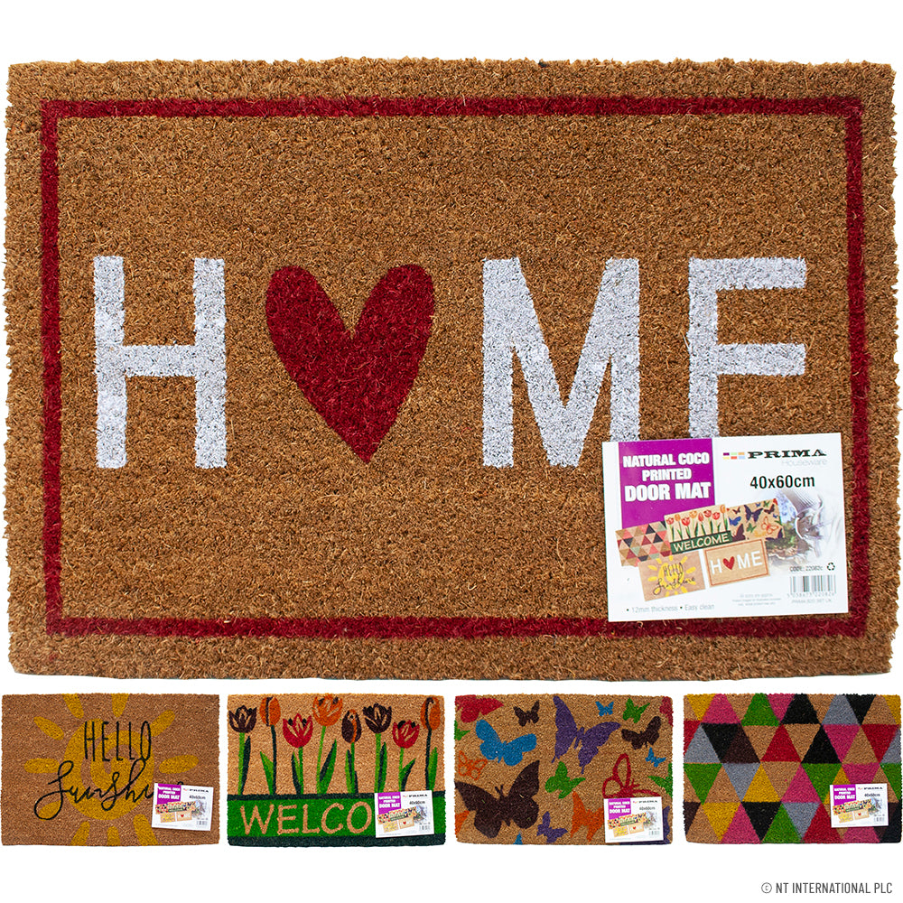 Paillasson en PVC imprimé Coco Naturel - 40 x 60cm Tapis d'entrée élégant et durable