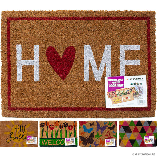 Paillasson en PVC imprimé Coco Naturel - 40 x 60cm Tapis d'entrée élégant et durable