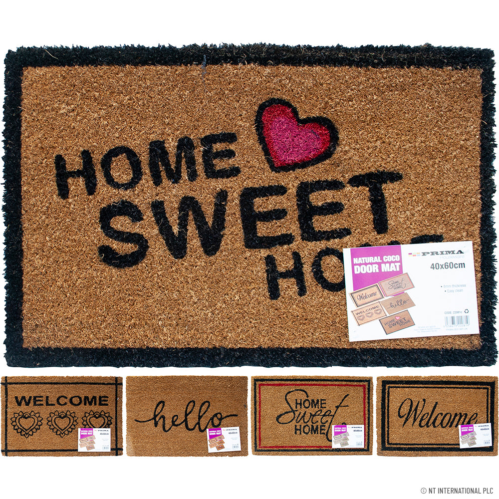 Paillasson en coco PVC à motif - 40 x 60 cm Tapis de bienvenue élégant et durable