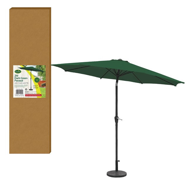 2M Parasol Crank & Tilt 6 Ribs Dark Green