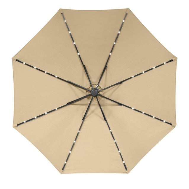 2.7M 32 SolarLED Parasol W/8 Ribs-Beige 4249C