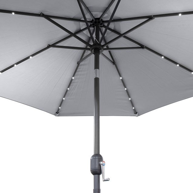 2.7M 32 SolarLED Parasol W/8 Ribs-Grey 10C