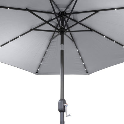 2.7M 32 SolarLED Parasol W/8 Ribs-Grey 10C