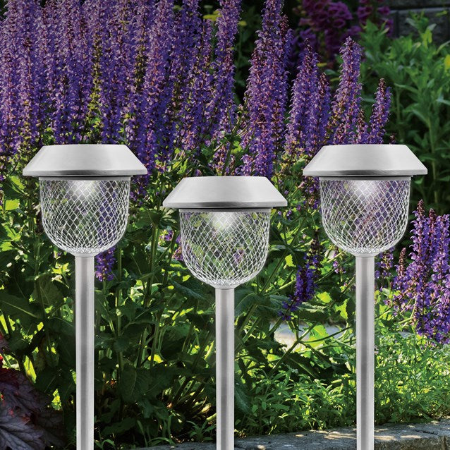 6PK S/S Solar light W/Mesh Lampshades