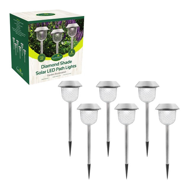 6PK S/S Solar light W/Mesh Lampshades