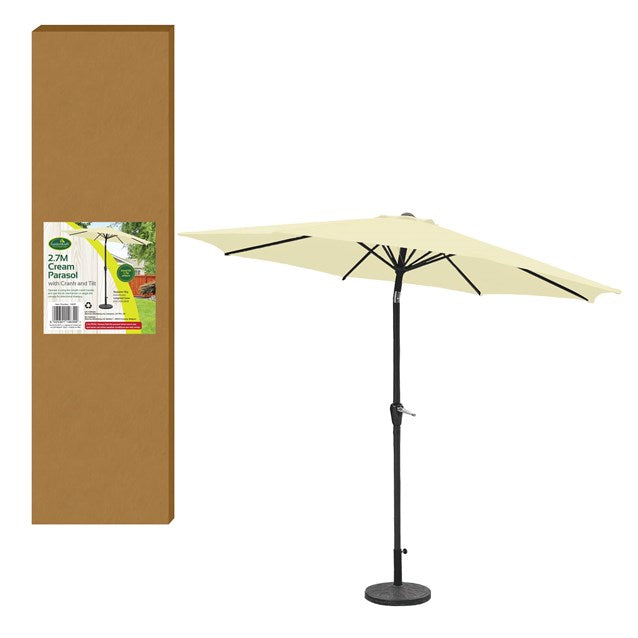 2.7M Parasol Crank & Tilt 6 Ribs - Cream