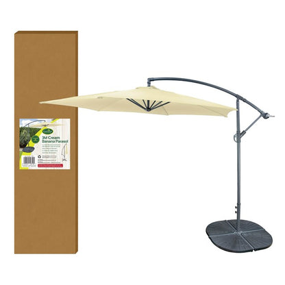 3M Cantilever Banana Parasol - 6 Ribs - Cream
