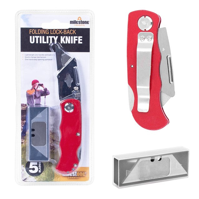 Folding & Locking Utility Knife With 5 Blades