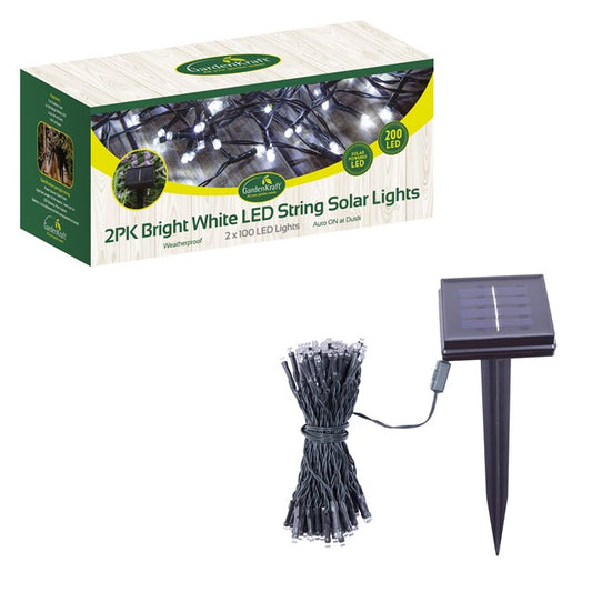 2PK - 100 LED Solar String Lights - Bright White