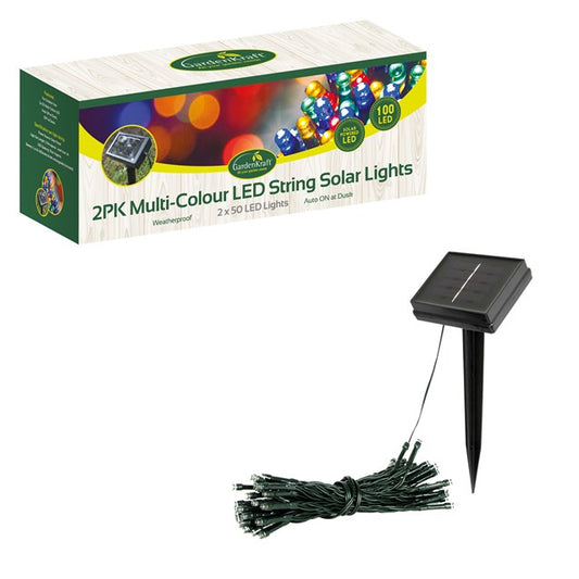 2PK - 50 LED Solar String Lights - Multicolour