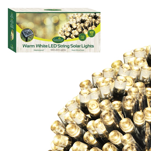 100 LED Solar String Lights - Warm White