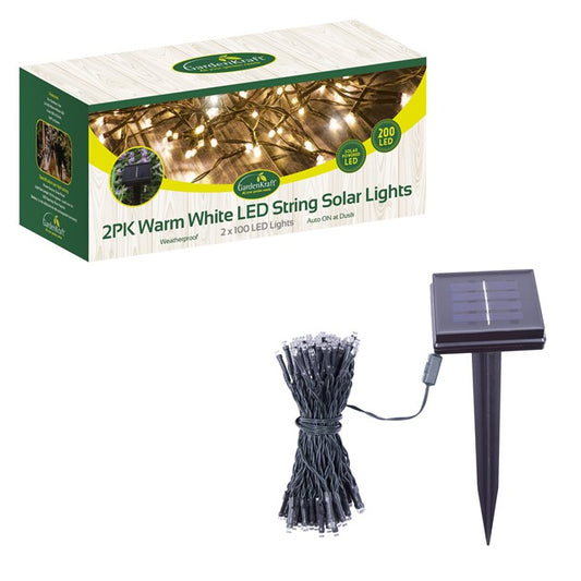 2PK - 100 LED Solar String Lights - Warm White