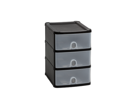 Handy 3 Drawer Tower Black/Clear