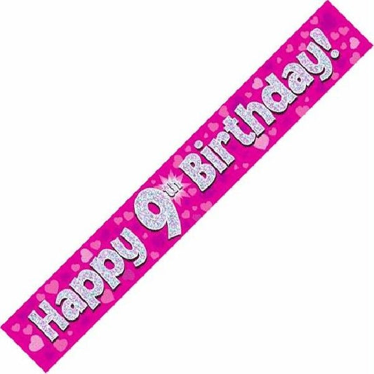 Happy 9th birthday banner 9 feet