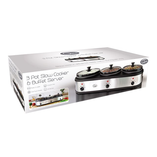 3-Pot Stainless Steel Slow Cooker Buffet Server