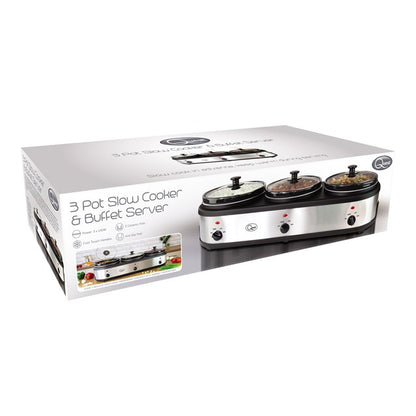 3-Pot Stainless Steel Slow Cooker Buffet Server