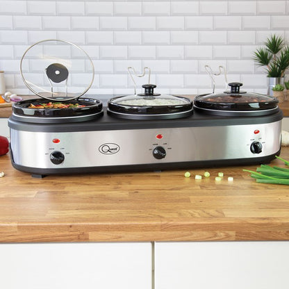 3-Pot Stainless Steel Slow Cooker Buffet Server