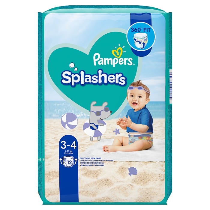 Pampers Splashers Baby Shark Edition Size 3-4, 6kg-11kg, 12 Disposable Swim Nappy Pants