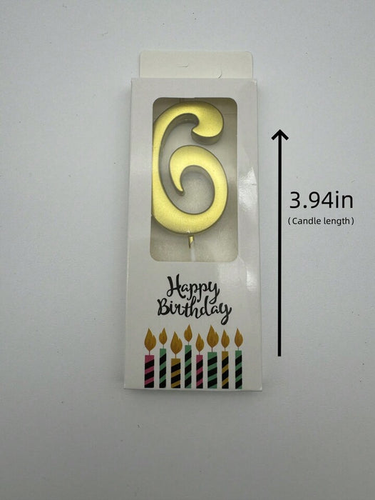 BIRTHDAY CANDLE NUMBER 6 GOLD