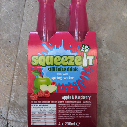 Boisson aux fruits plate Squeeze It Pomme & Framboise pack de 4 bouteilles