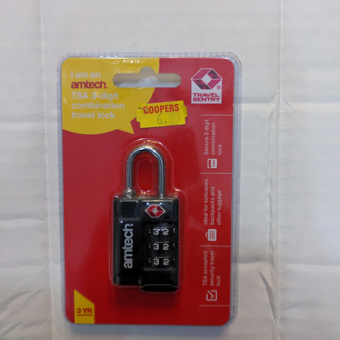 Cadenas à combinaison 3 chiffres TSA Amtech