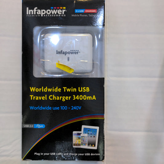Chargeur de voyage double USB Infapower Worldwide 3400 mA